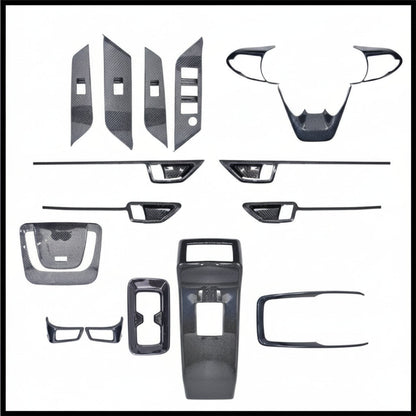 Set of car interior trim pieces on a white background
