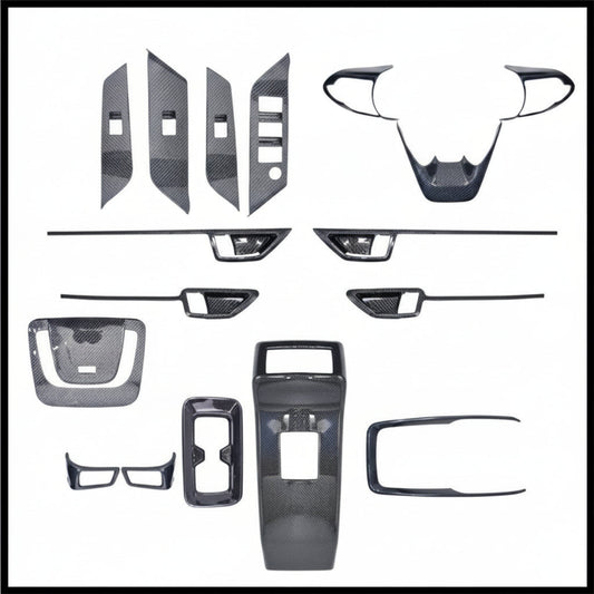 Set of car interior trim pieces on a white background