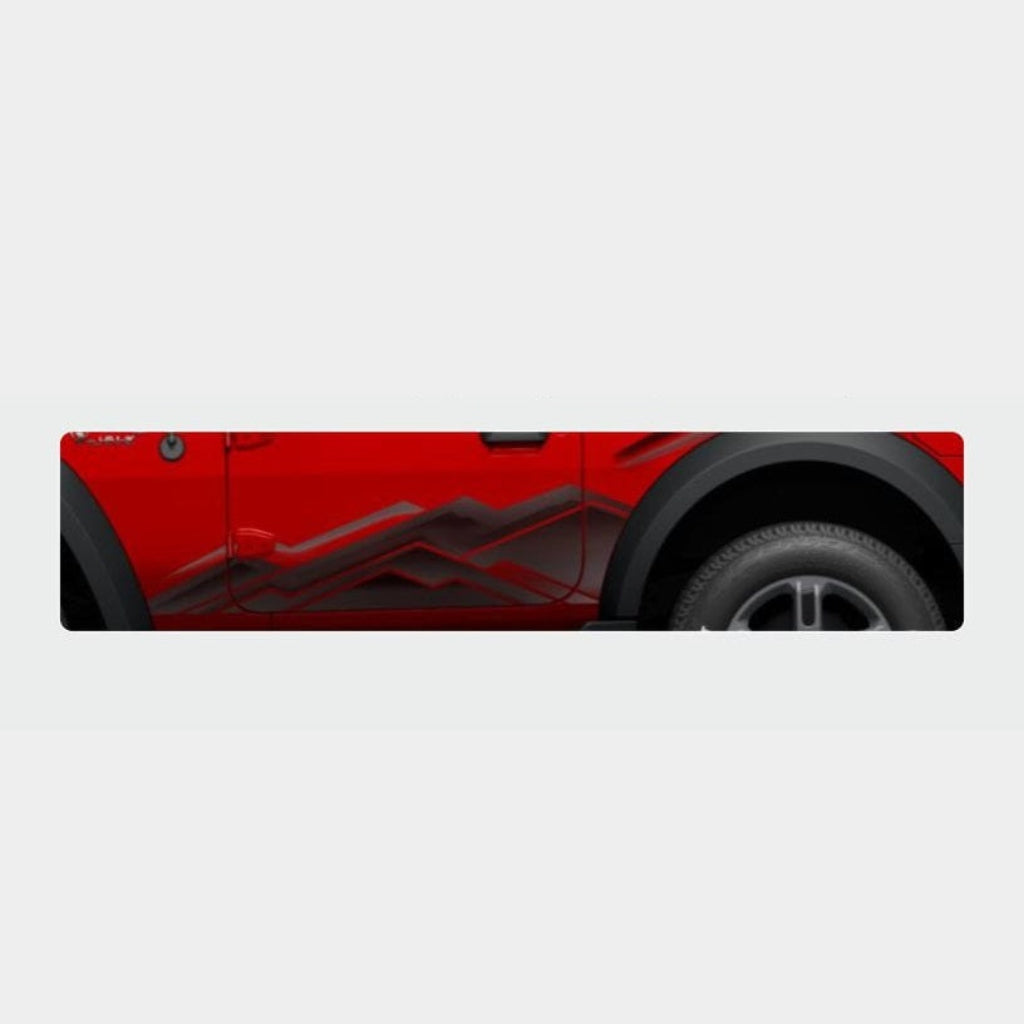 Red Thar with body graphic, black accents on a white background