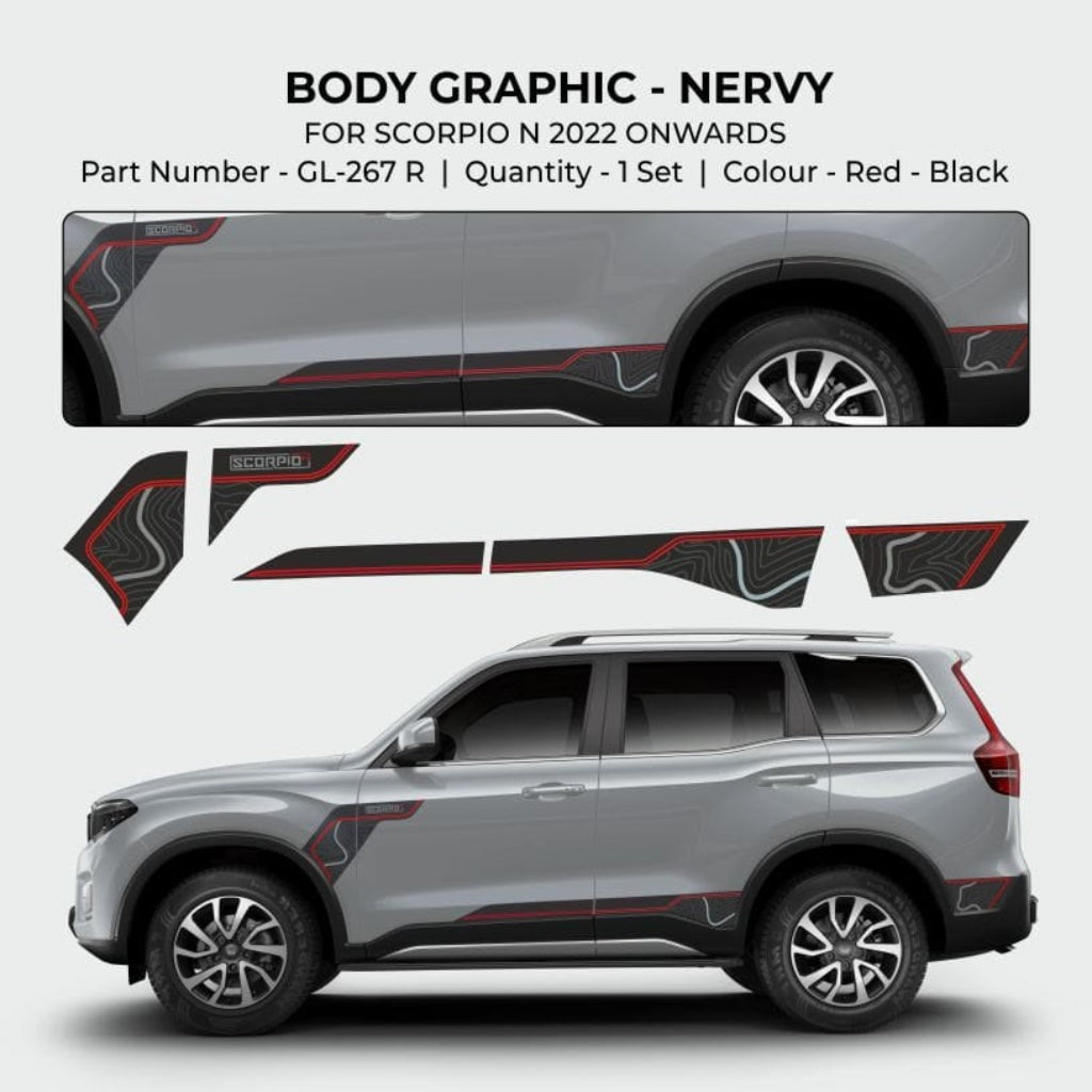 Body graphic for Scorpio N 2022 onwards with part number GL-267 R on a white background.