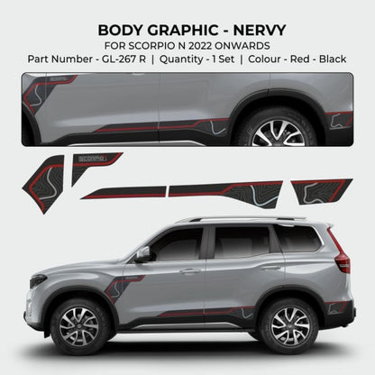 Body graphic for Scorpio N 2022 onwards with part number GL-267 R on a white background.