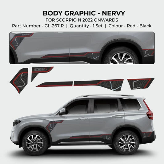 Body graphic for Scorpio N 2022 onwards with part number GL-267 R on a white background.
