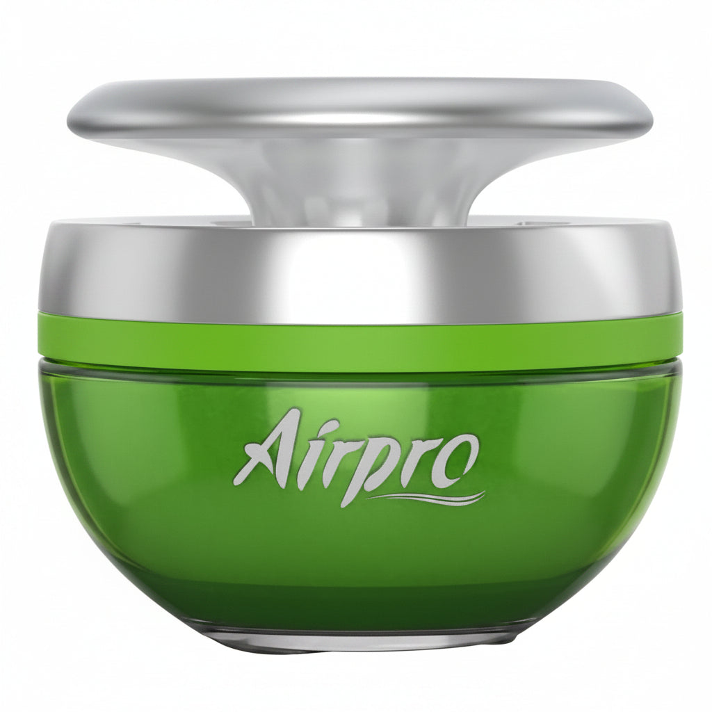 Green container with silver lid featuring 'Airpro' branding on a white background