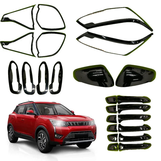 Black combo kit for XUV 300, displayed on a white background with red car.