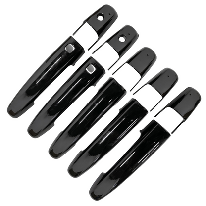 Set of black door handle covers for Fronx, displayed on a white background. 