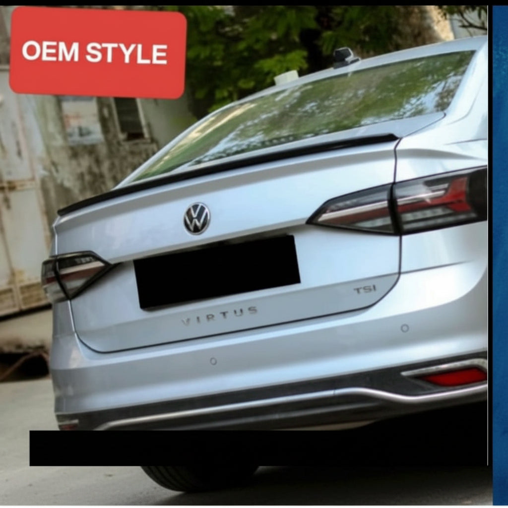 Volkswagen car with a red 'OEM STYLE' label on a blurred background