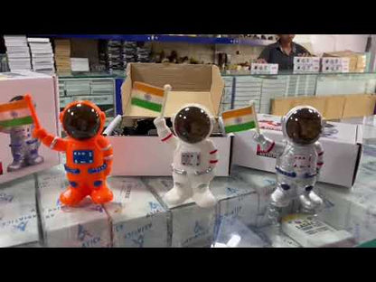 Astronaut Solar Toy Holding and Raising Indian Flag Robot