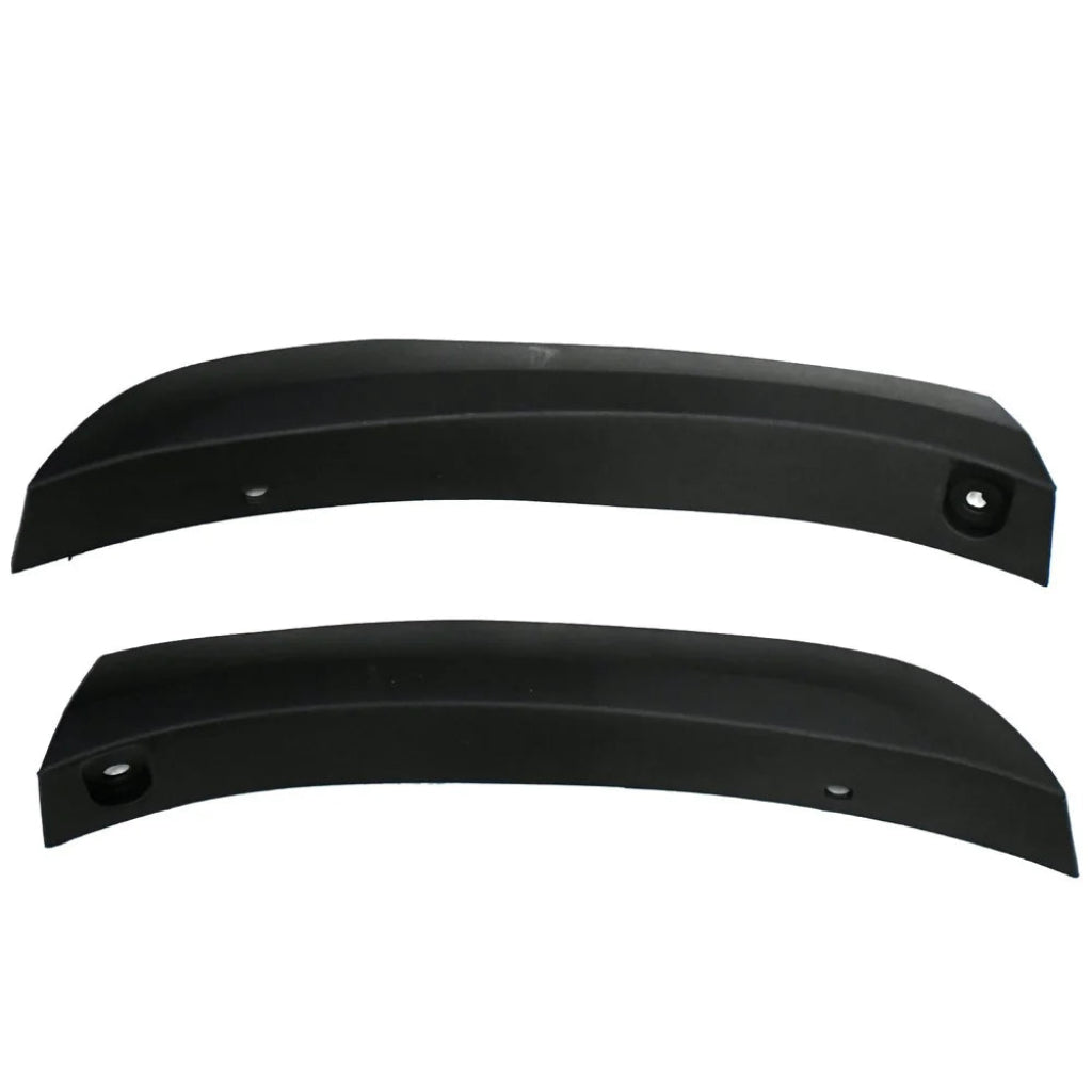Two black car fenders on a white background