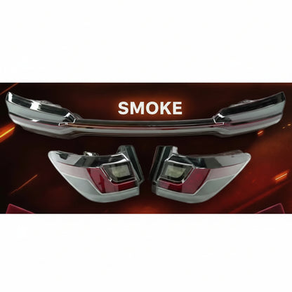 Car tail light set with 'SMOKE' text on a dark background