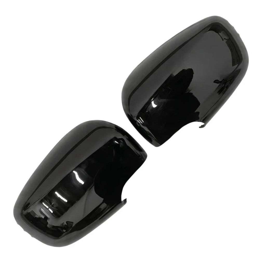 Set of 2 Black ORVM Covers for Celerio placed on a white background. 