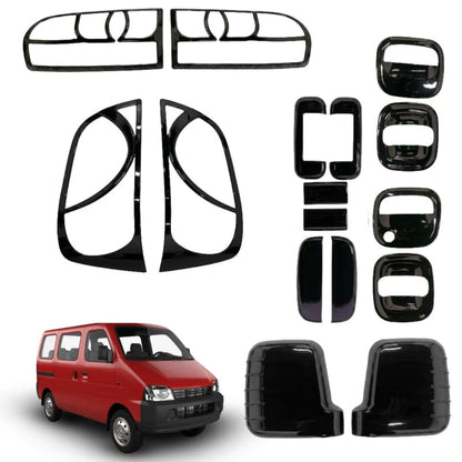 A set of glossy black combo kits for Eeco, displayed alongside a red Eeco van on a white background.