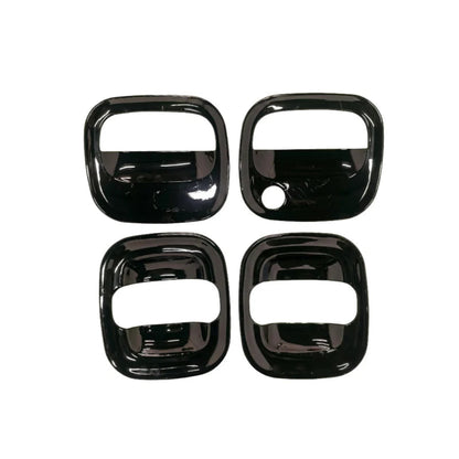 Four black car door handles catch cover on a white background
