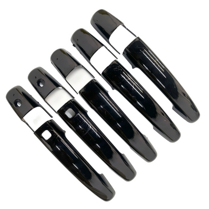 Set of 4 pcs black door handle covers for Ertiga, displayed on a white background. 