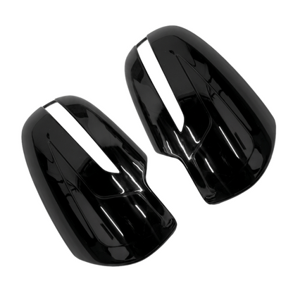 Set of 2 pcs black ORVM covers for Ertiga, displayed on a white background. 