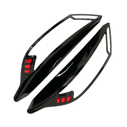 Set of 2 pcs black headlight covers for Tigor, displayed on a white background. 
