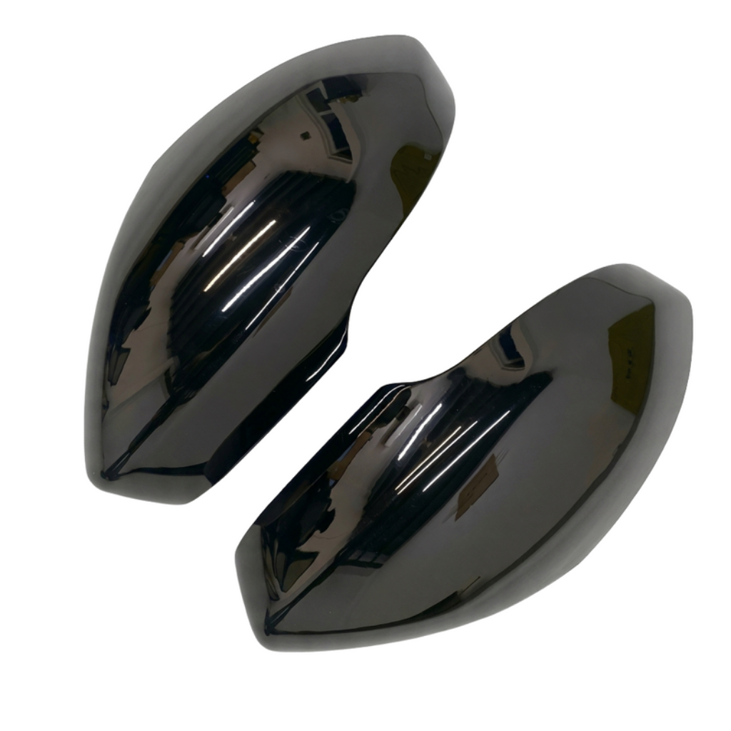 Set of 2 pcs black ORVM covers, displayed on a white background. 