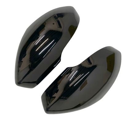 Set of 2 pcs black ORVM covers, displayed on a white background. 