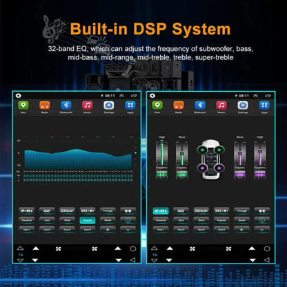 DSP features displayed on screen with available settings.