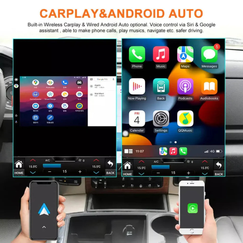 CarPlay/AndroidAuto screen comparison side-by-side
