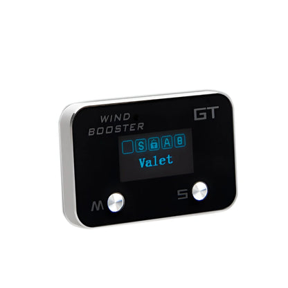 Black electronic device with digital display on a white background