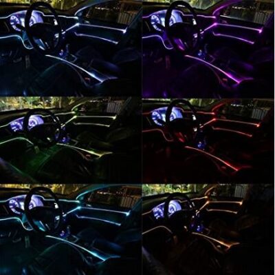 Automaze RGB App LED Car Atmosphere Interior Ambient Light With Optic Fibre  Cable, EL Neon Strip Lamp With Bluetooth App Control