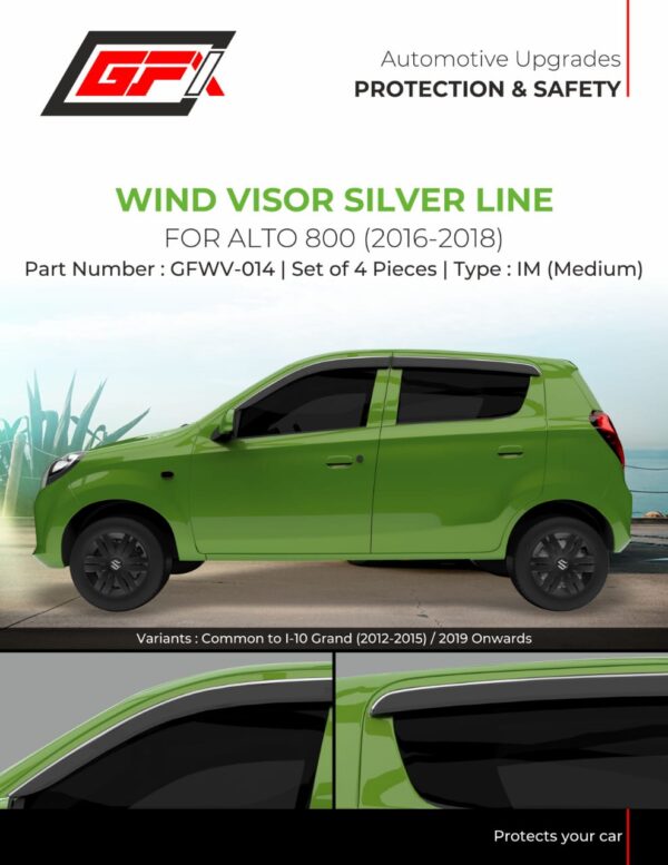 Maruti Suzuki Alto 800- Wind Visor - Silver Line - IM (Medium)