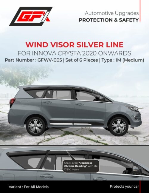 IM (Medium) Silver Line Wind Visor for Toyota Crysta 2020 Onward