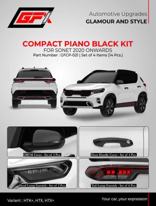 Kia Sonet 2020 piano black finish compact Combo Kit