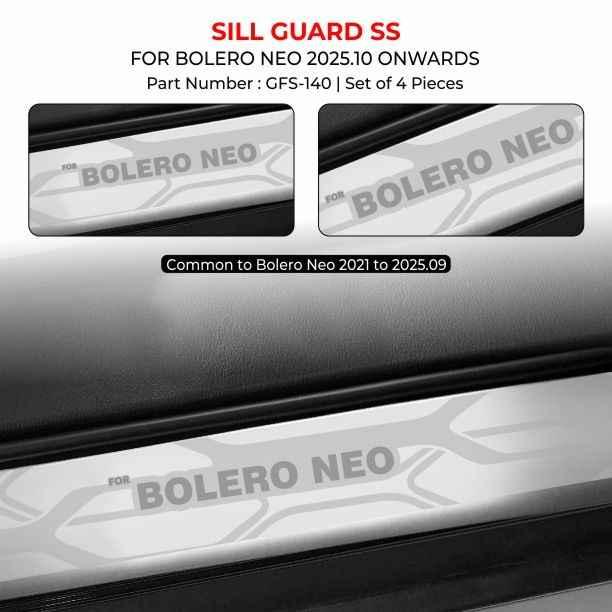 Stainless Steel(SS) Sill Guard For Bolero Neo - Model 2025 Onwards